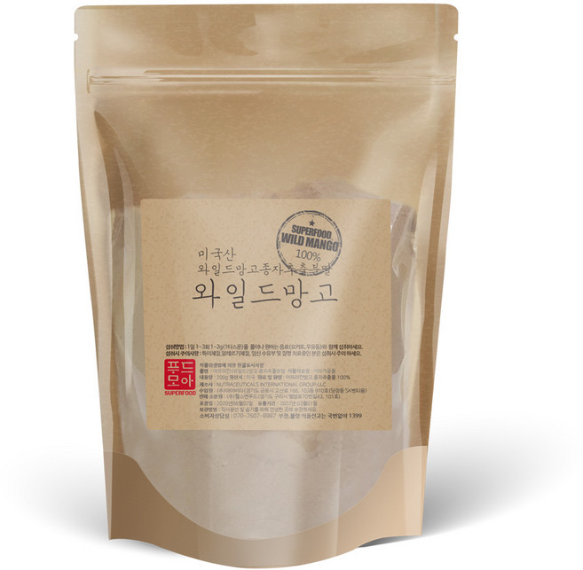 헬스앤푸드 100% 미국산 와일드망고 씨앗 분말 가루 200g, 1개