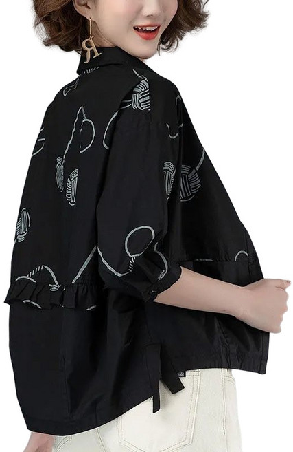 ROYALBELLE 중년여성 루즈핏 바람막이 옴마옷 7부소매 자켓 자외선 차단 점퍼 상의 E40601 AN