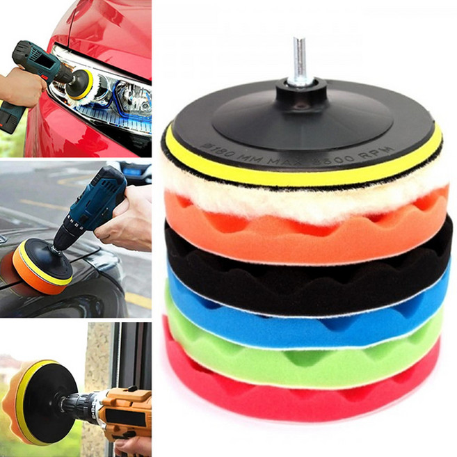 아이베란다 청소 왁싱용 양모 스펀지 5종 드릴용 패드 180mm, 1개