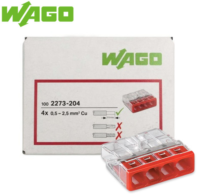 와고 커넥터 2273-204 푸쉬타입 4P 단자 단선용, 100개