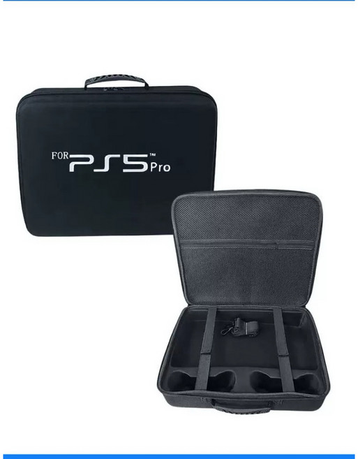 ALIEN QUN PS5 Pro 主機收納包 防震便攜保護包, Ps5 pro 單層 (主機+雙手把)黑, 1個, PRO單層