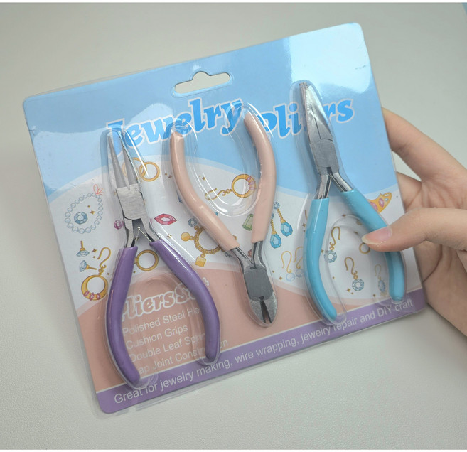 비즈공구 3종 세트 평집게 9자말이 니퍼 악세사리 비즈 전문가 도구 세트, DIY 비즈 공구 3종세트, 1개