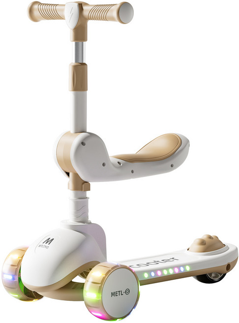 SUUNI 아동 킥보드 3~6세 남녀 아기 자전거 접이식 스쿠터 장난감, 1세트, 밀크카키