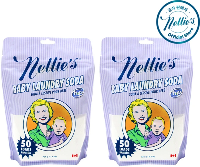 깨끗하게 Nellie's 유아용 세탁 소다 50회분 726g(1.6lbs) 세척작용, 726g - 쿠팡