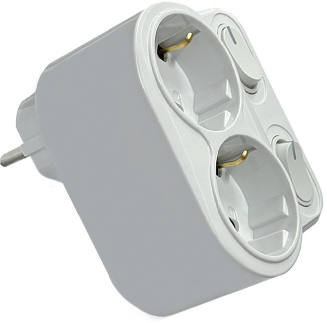 회전형멀티탭 절전2구콘센트 개별스위치 국산, 1개, 백색, 9cm