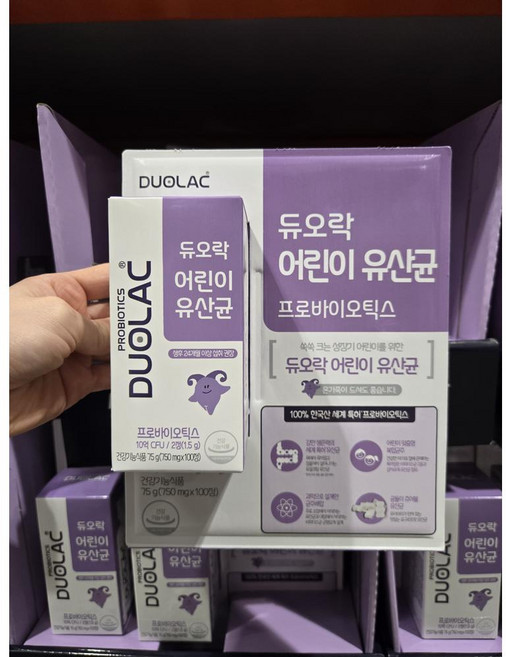 [코스트코] 쎌바이오텍 듀오락 키즈 유산균 750mg X 100정 75g, 1개