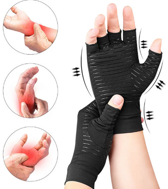 (주)에이스샵 남여공용 압박장갑(검정) 압박보호대 마디통증 컴퓨터 작업압박, 2개, 블랙