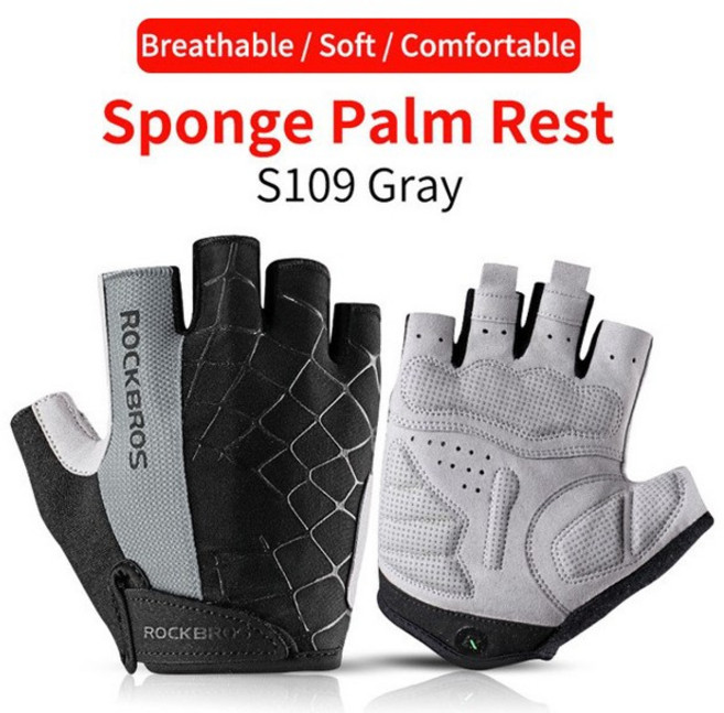사이클링 장갑 반 손가락 통기성 충격 방지 MTB 도로 자전거 장갑 남성 여성 스포츠 체육관 피트니스 러닝, [00] S109GR, 1개