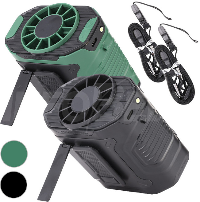[인포벨 홈쇼핑]독일 아토만 옷속 태풍기 선풍기 휴대용 여름 울트라 바디 허리 캠핑 낚시 미니 냉풍기, 블랙+그린, M360