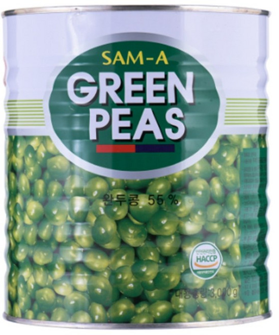 완두콩 삼아 상도 3KG 캔 그린피스 통조림 식당 업소 대용량, 10개