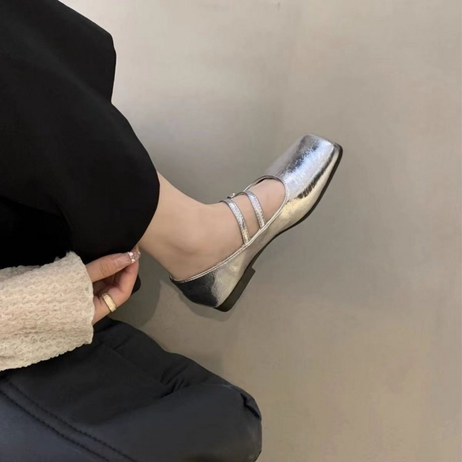 法式氣質方頭淺口瑪麗珍鞋 平底軟底女鞋