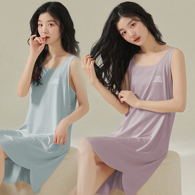 Pink Lady 輕巧漫步 莫代爾睡裙 寬肩背心無袖 寬鬆透氣親膚 一件式連身居家服 女睡衣