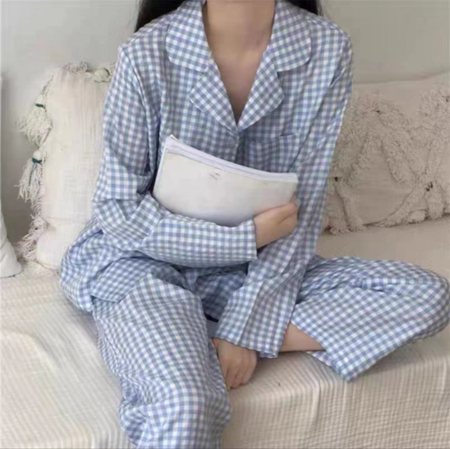 女士韓版花邊長袖寬鬆可愛家居服套裝