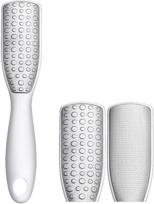 발 각질 제거기 양면 사용 스테인레스 풋케어, 흰색