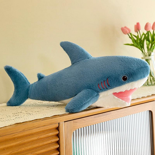 鯊魚毛絨抱枕 創意趴睡枕, 鯊魚趴枕, 1個, 60cm