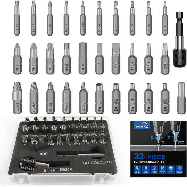 32 종세트 베어툴 볼트 리무버 히다리탭 반대탭, 32개