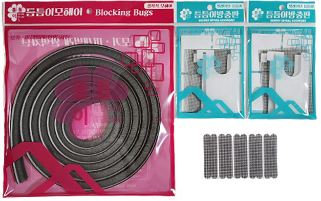 틈틈이 벌레차단 방충판 2개 물구멍 테이프 5개 접착식 모헤어11mm 1개 방충망, 1세트