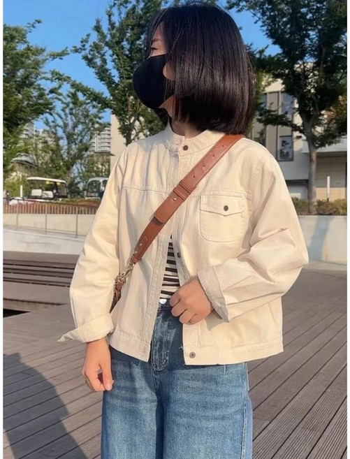 立領外套女 秋季新款寬鬆氣質高級感夾克上衣短款外套女春秋