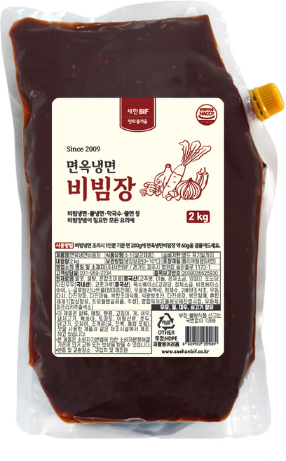 [새한BiF] 면옥냉면비빔장2kg _맛집전문점 비빔장 _ 모듬양념장, 1개, 2kg