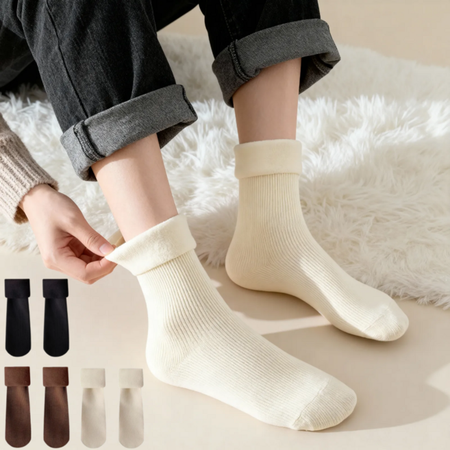 벨메이크 무압박 부드러운 겨울 여성 무지 기모양말 5족세트