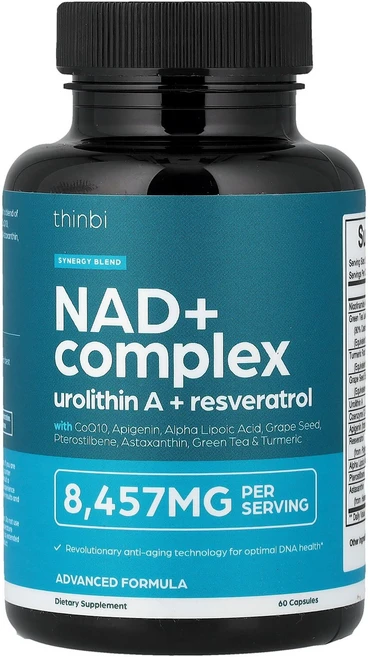 Thinbi NAD+ 복합체 캡슐 60정127767원산지:기타, 1개 - 쿠팡