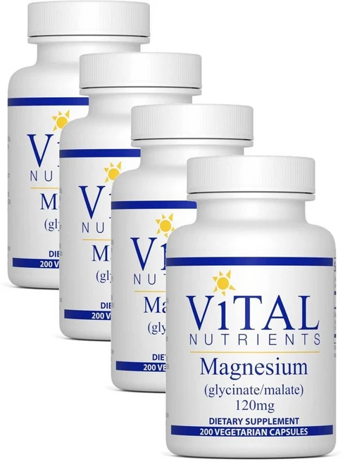 바이탈 뉴트리언츠 마그네슘 글리시네이트 말레이트 120mg 캡슐 Vital Nutrients Magnesium Glycinate Malate, 4개, 200정 - 쿠팡