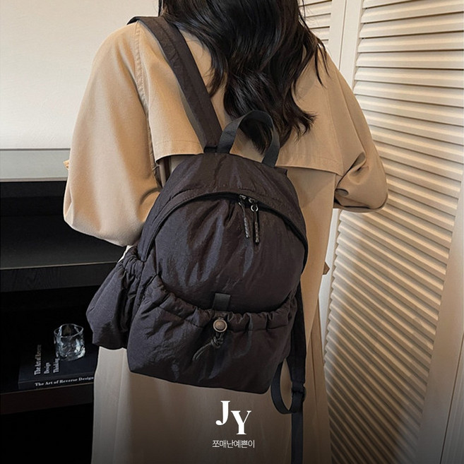 쪼예 여성용 구름 경량 스트링 포켓 미니 백팩 학생 여행 기저귀가방