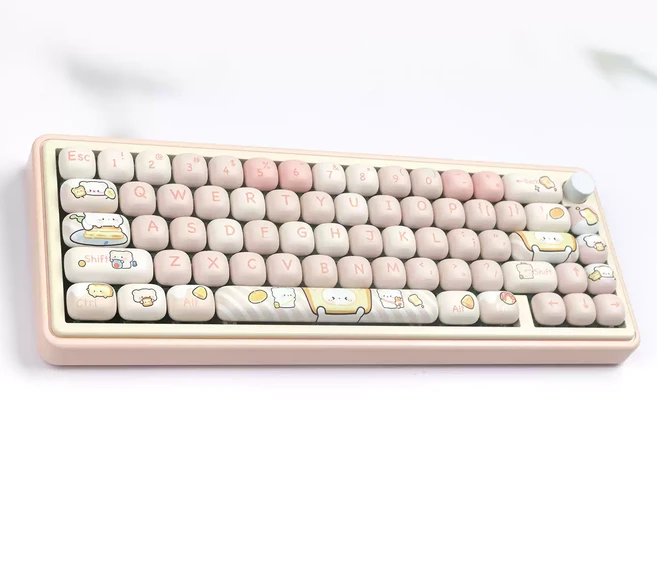 분홍색 돼지 키캡 PBT 키캡 열승화 MOG 프로파일 윤곽 MX 호환 61/64/68/87/96/104/108 배열 지원, BOX