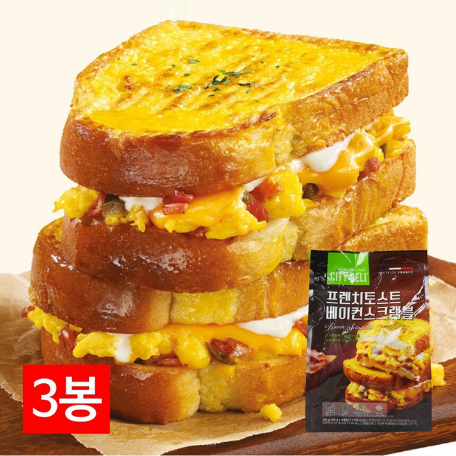 삼립 시티델리 프렌치 토스트 베이컨스크램블 495g (165gX3입) 3개입, 3개