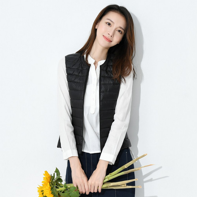 덕다운 조끼 지퍼형 패딩 경량 오리털 베스트 여성 여자 겨울