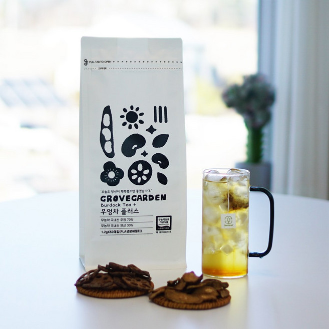 무농약인증 산나래 수제 우엉차 플러스 지퍼백 티백, 1세트, 50개입, 1.2g