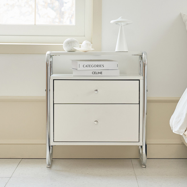 모디카 한스 투서랍 협탁, 화이트, 1개