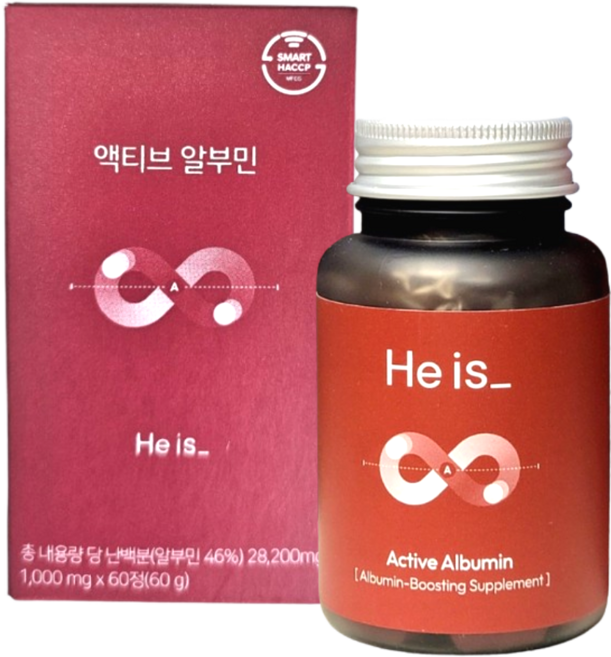 히이즈 액티브 알부민 프리미엄 28200mg 식약처 인증 HACCP 100% 식약청, 60정, 6개