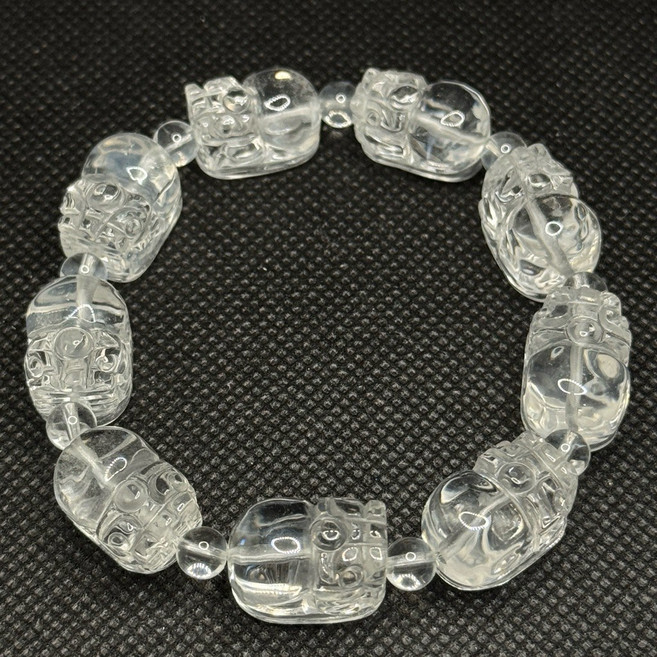 【牛老爹】招財 藍針 白水晶 貔貅 手鍊 10m 11m 手圍16.5 王者水晶 晶體超透亮 手串 手鏈