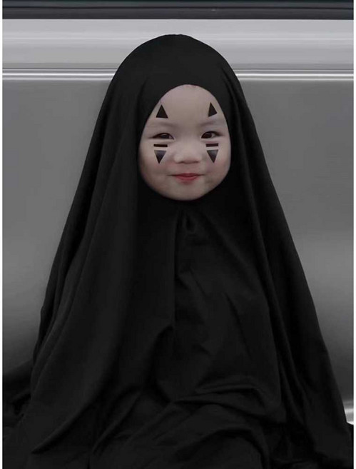 가오나시 망토 코스프레 얼굴 없는 남자 재밌는 의상, 1개, 2. (얼굴 없는 남자 100-120cm)