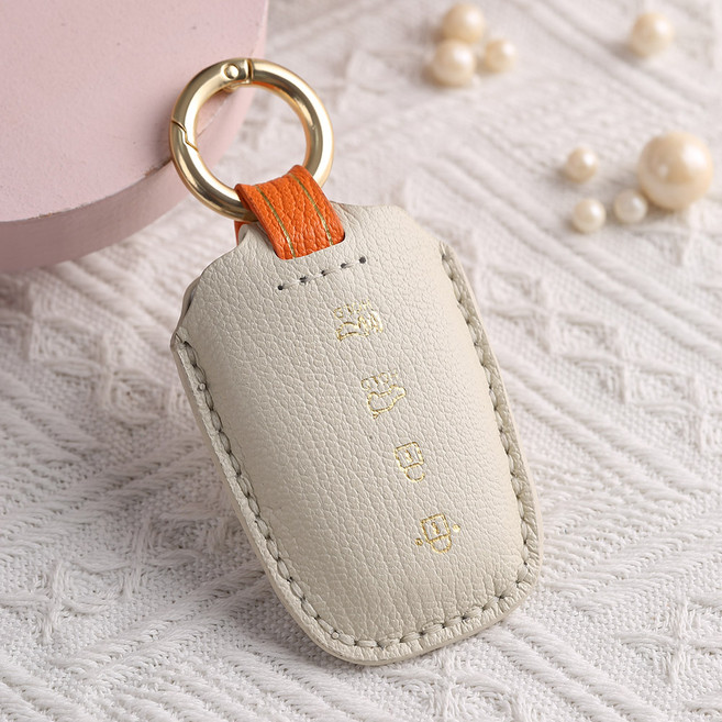 벤오토 현대 자동차 싼타페 DM 그랜저 HG 제네시스 DH 신형에쿠스 맥스크루즈 호환 천연 양가죽 차키케이스 4버튼 키링 키홀더 (S3-HK4), S3-HK4, 베이지