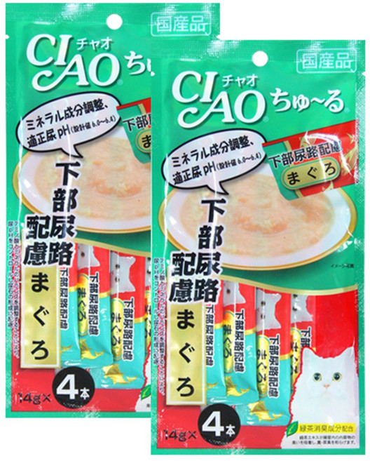 챠오츄르 이나바 유리너리 케어 고양이간식 14g x 4p, 참치, 56g, 2개