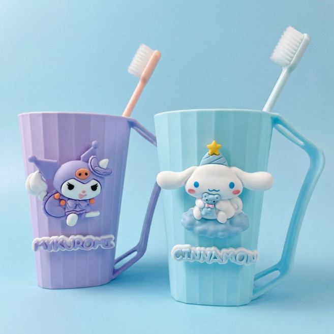 토이토이 산리오 거꾸로 양치컵 캐릭터 양치컵 물빠짐 양치컵 2p, 1세트, 쿠로미&시나모롤