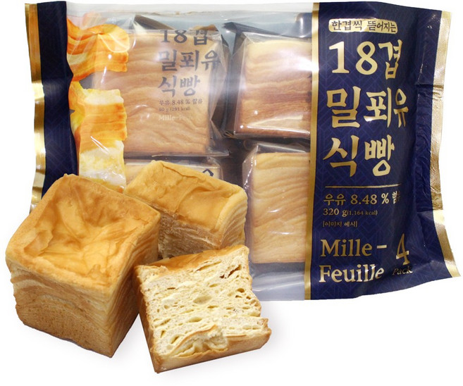 개별포장 18겹 밀푀유 식빵 320g (80gx4개입), 1개