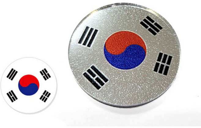 태극기 아크릴 펄 엠블럼, 소/1-펄 메탈릭 골드, 원형