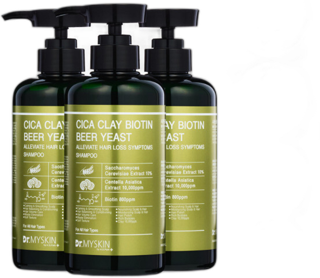 1+1 시카 클레이 비오틴 맥주효모 탈모 증상 완화 샴푸 /두피/약산성/린스 독일맥주효모/증정포함총, 3개, 500ml
