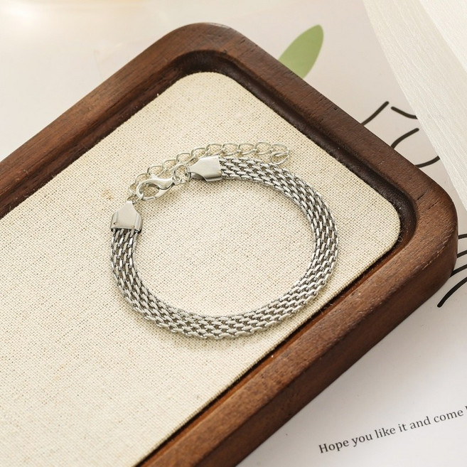 실버 멀티스트랜드 팔찌 미니멀 디자인 데일리룩 여성용 액세서리