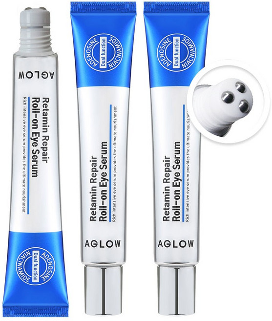 멜라트 어글로우 롤 온 아이 세럼 / 레티놀 아이크림 눈가주름 팔자 다크서클 붓기, 3개, 30ml