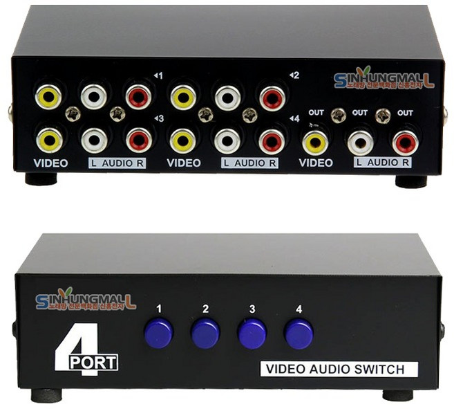 AV 셀렉터 RCA 4포트 오디오 비디오 선택기, 1개