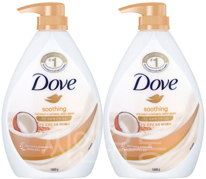 도브 수딩 코코넛 오트 바디워시, 1kg, 2개