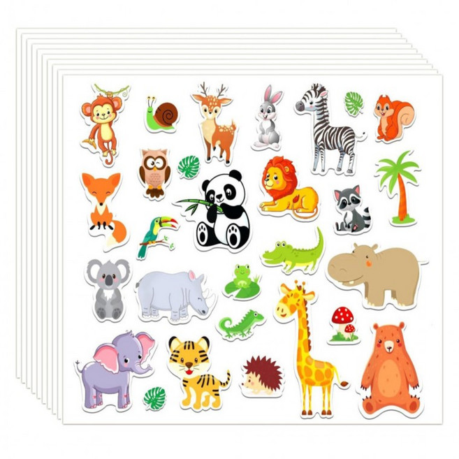 투명 동물 스티커 PET 방수 280pcs, 1세트, 혼합(S2322) 10장 280PCS