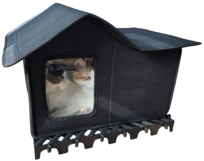 길고양이집 길냥이 야외 실외 급식소 방수 보온 하우스 단열 겨울집, 1개, 블랙