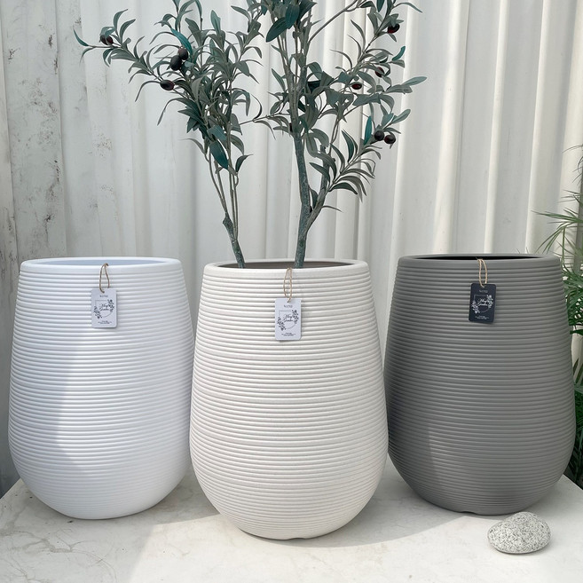 밍이네가든 화분 플라스틱 플리츠 볼륨 아베나, 스톤베이지, 1개