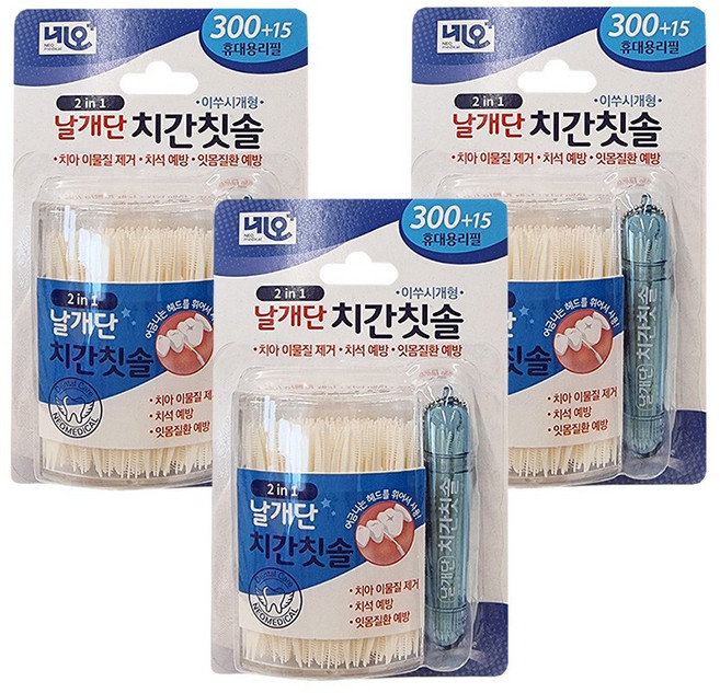 네오 2 NI 1 날개단 치간칫솔, 315개입, 3개