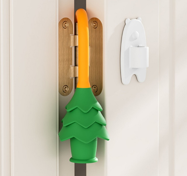 도어 문닫힘방지 실리콘 문틈 손끼임방지 문쾅 방문 스토퍼 경첩용, 1개, 그린